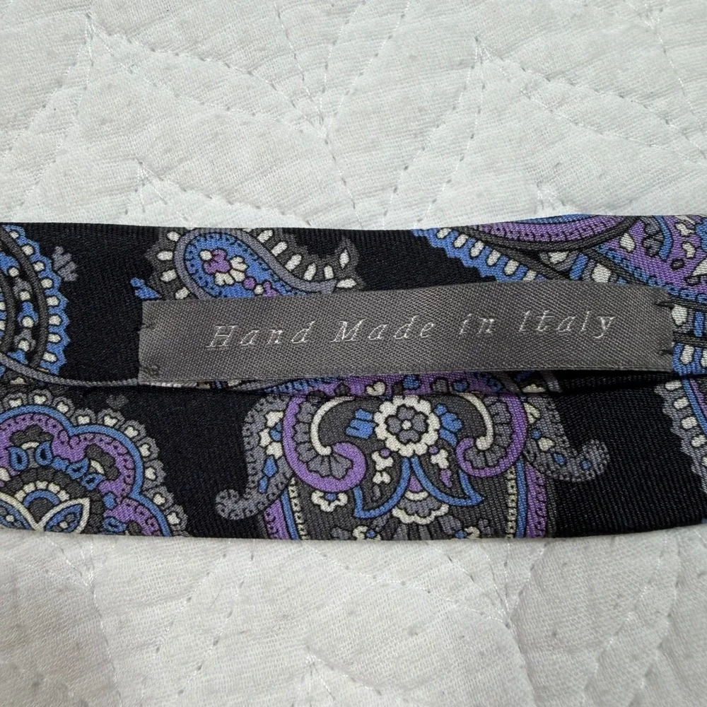 Daniel Cremieux Signature Mens Tie Paisley Silk‎ Black Purple 7 Fold 60